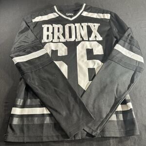 Carbon Bronx 66 Jersey Adult Size L Long Sleeve Shirt V Neck Black